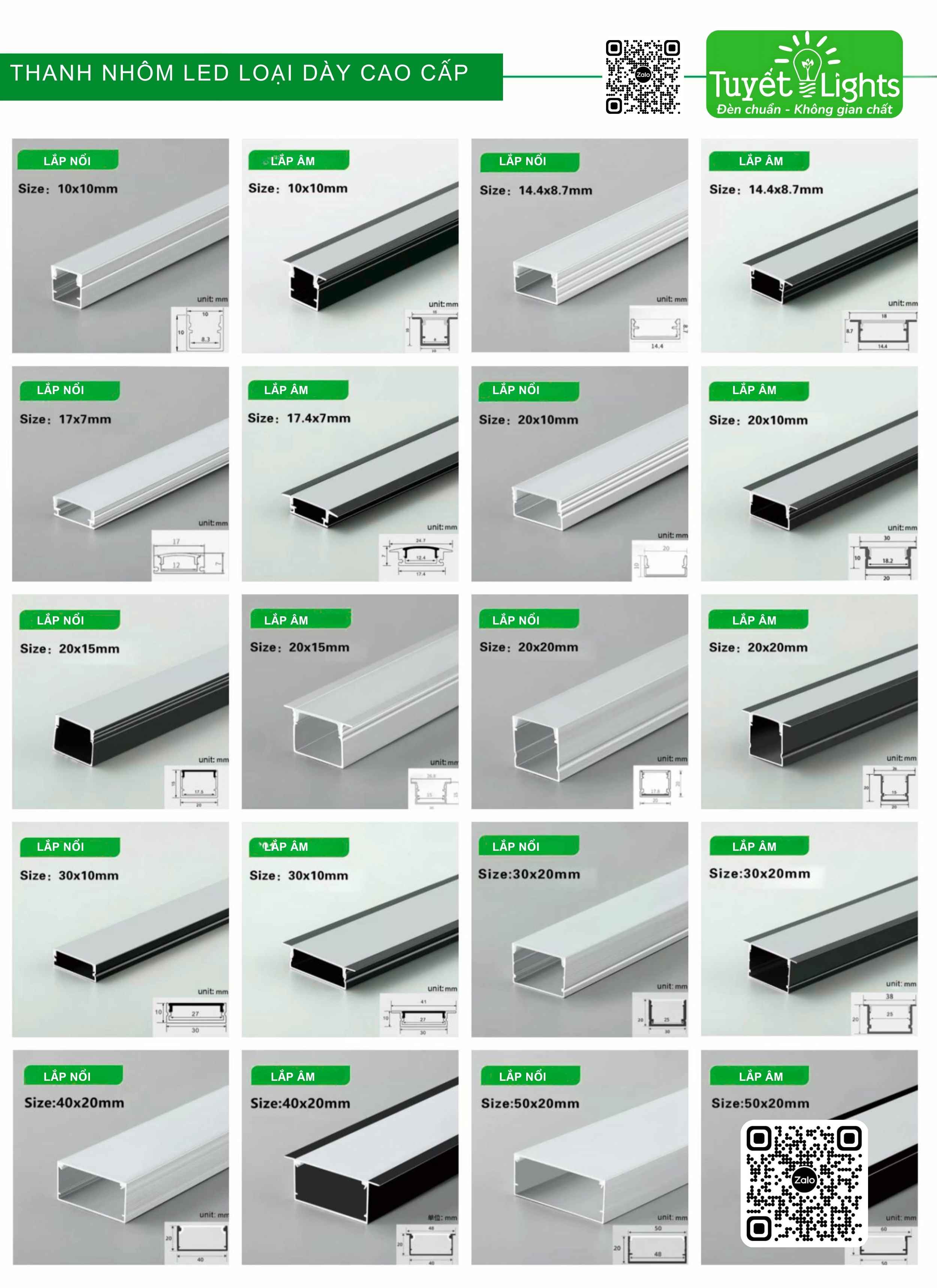 Thanh Nhôm LED Lắp Âm Loại Dày 